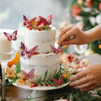 SAOROPEB 3D Butterfly Wall Decor - 48 Pcs, 4 Styles, 3 Sizes - Removable Stickers (Blood Red) for Birthday & Party Celebrations