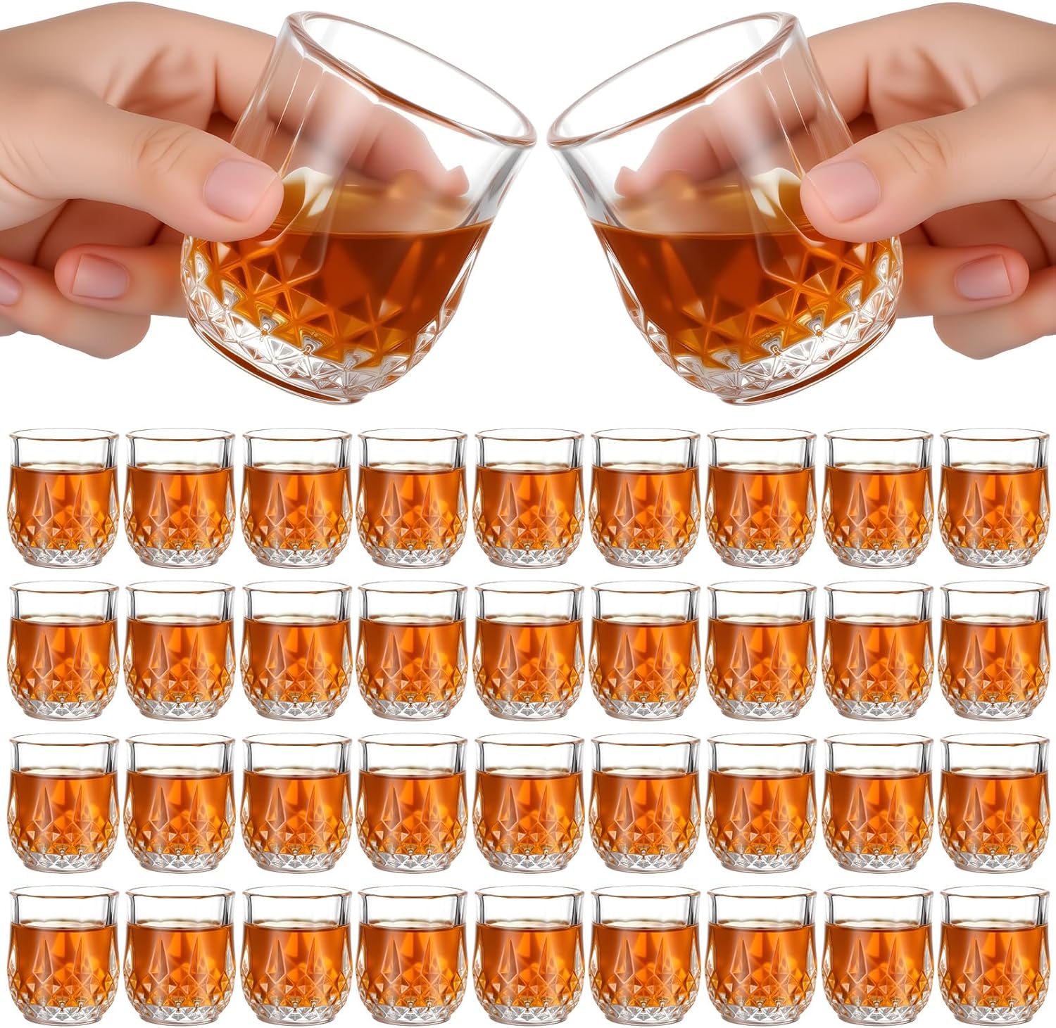 Meanplan 2.7oz Mini Shot Glasses Set Tasting Glasses Heavy Base Clear Shot Cup Cute Cordial Mini Wine Cups for Serving Whiskey, Wine, Juice (36 Pieces)