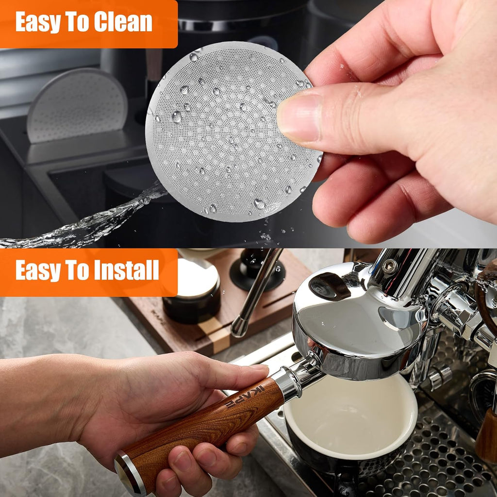 IKAPE 51mm Espresso Puck Screen, 0.8mm Thickness, Reusable Metal Thin & light Coffee Filters, Food-grade 316 Stainless Steel Coffee Puck Screen for Espresso Baristas