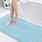 Arotive Luxury Chenille Bathroom Rug Mat, Extra Soft Thick Absorbent Shaggy Bath Rugs, Non-Slip Machine Wash Dry, Plush Bath Mats for Bathroom, Shower and Tub, 70x24, Blue