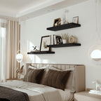 Vivelove Black Floating Shelves for Wall Mounted, 24 inchs x 9.1” Deep x 1.6” Thick Wall Shelves for Bedroom, Living Room, Bathroom，Kitchen, Office, Home Decor Shelf with Invisible Bracket - Set of 2