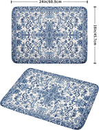 Chinoiserie Floral Dish Drying Mat for Kitchen Counter Blue and White Flowers Pattern Dish Drying Pad 18”x24”Absorbent Reversible Seasonal Decor Dishes Drainer Pad Dish Dry Rack Mat for Counter top