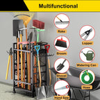 GIOTORENT 3 Tier Metal Garden Tool Organizer - Heavy Duty Yard Storage for Up to 78 Tools, Indoor/Outdoor Garage Patio Shed Organization - Black