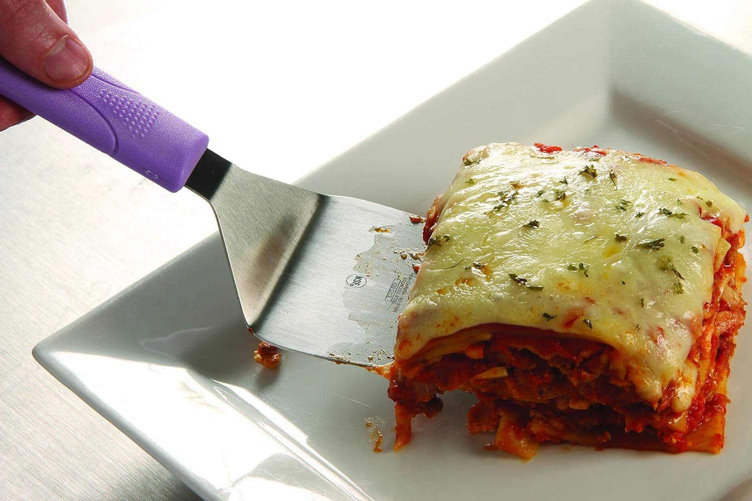 Mercer Culinary Millennia Turner/Spatula, 8 Inch x 3 Inch Blade, Purple Handle