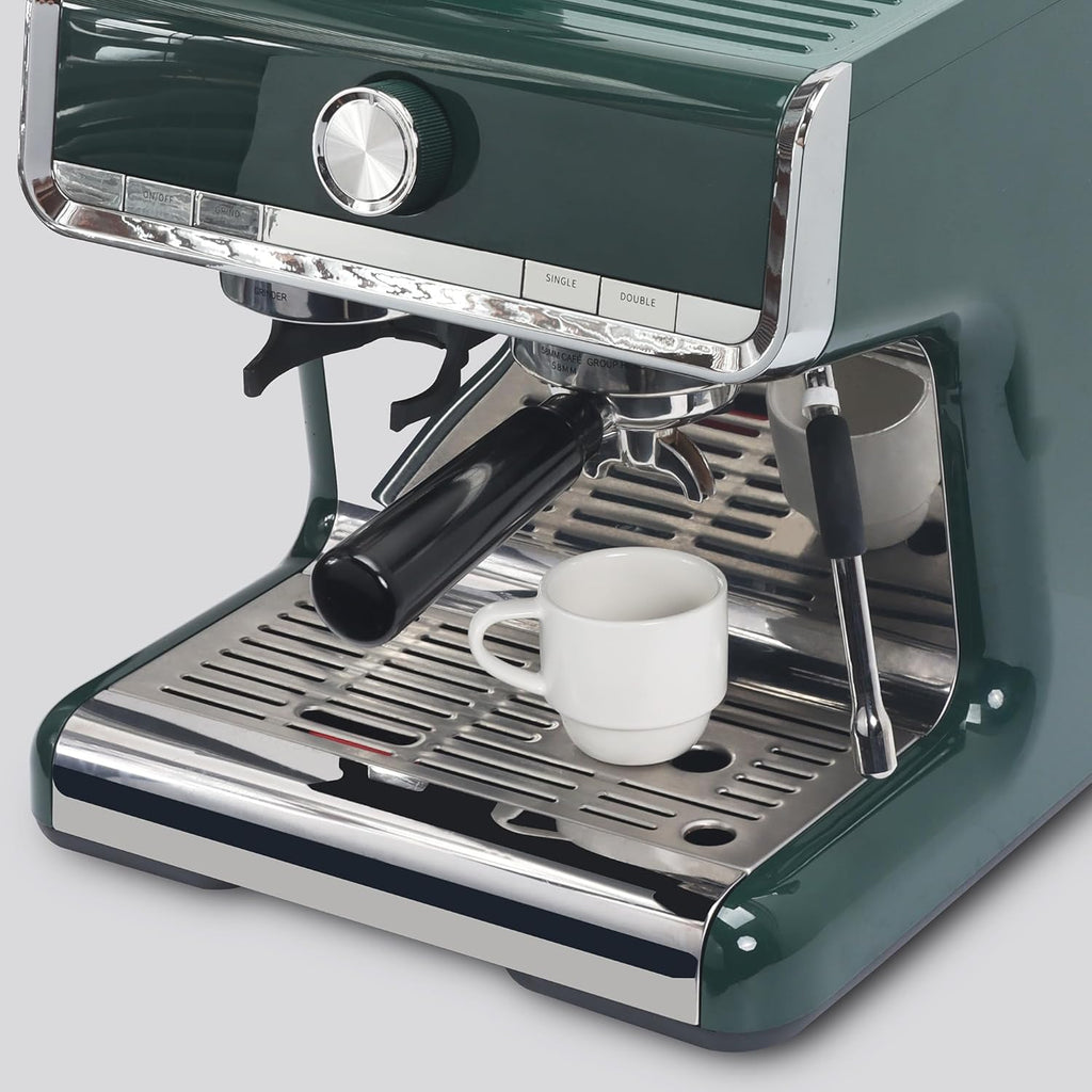 Lareina 3-Ounce Espresso Cups with Saucers, Spoons and Metal Stand, Small Stackable Coffee Cups Set of 4, Ceramic Demitasse Mugs, White