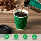 100 Count 8 OZ Coffee Cups with Lids, Insulated Ripple Wall Paper Hot Coffee Cups for Hot Drinks