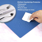 Silicone Mats for Kitchen Counter, Nonslip Silicone Mats for Crafts Countertop Protector Heat Resistant Mat (78.7” x 24” x 0.08”, Light Blue)