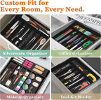 Expandable Large Silverware Organizer - BPA-Free Food-Safe Utensil Drawer Organizer Adjustable Kitchen Drawer Organizer Flatware Cutlery Tray, Classified Storage for Spoons Forks Knives