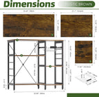 Baker’s Rack, Microwave Oven Stand with Bamboo Frame, 35.43" Coffee Bar with Wire Basket & 6 Hooks, 3-Tier Kitchen Storage Shelf Stand for Kitchen, Living Room, Office, Rustic Brown