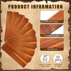 10 Pack Solid Wood Serving Trays 16.7 x 6.4 Inch Acacia Wooden Server Platter Rectangular Charcuterie Boards with Grooved Handle for Home Room Coffee Cheese Appetizer Table Farmhouse Serving Decor