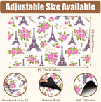 Eiffel Tower with Pink Rose Coffee Mat Absorbent Dish Drying Mat for Kitchen Counter Hide Stain Rubber Backed Coffee Bar Accessories Fit Under Espresso Machine Dish Drainer 11.8 x 19.7 Inch