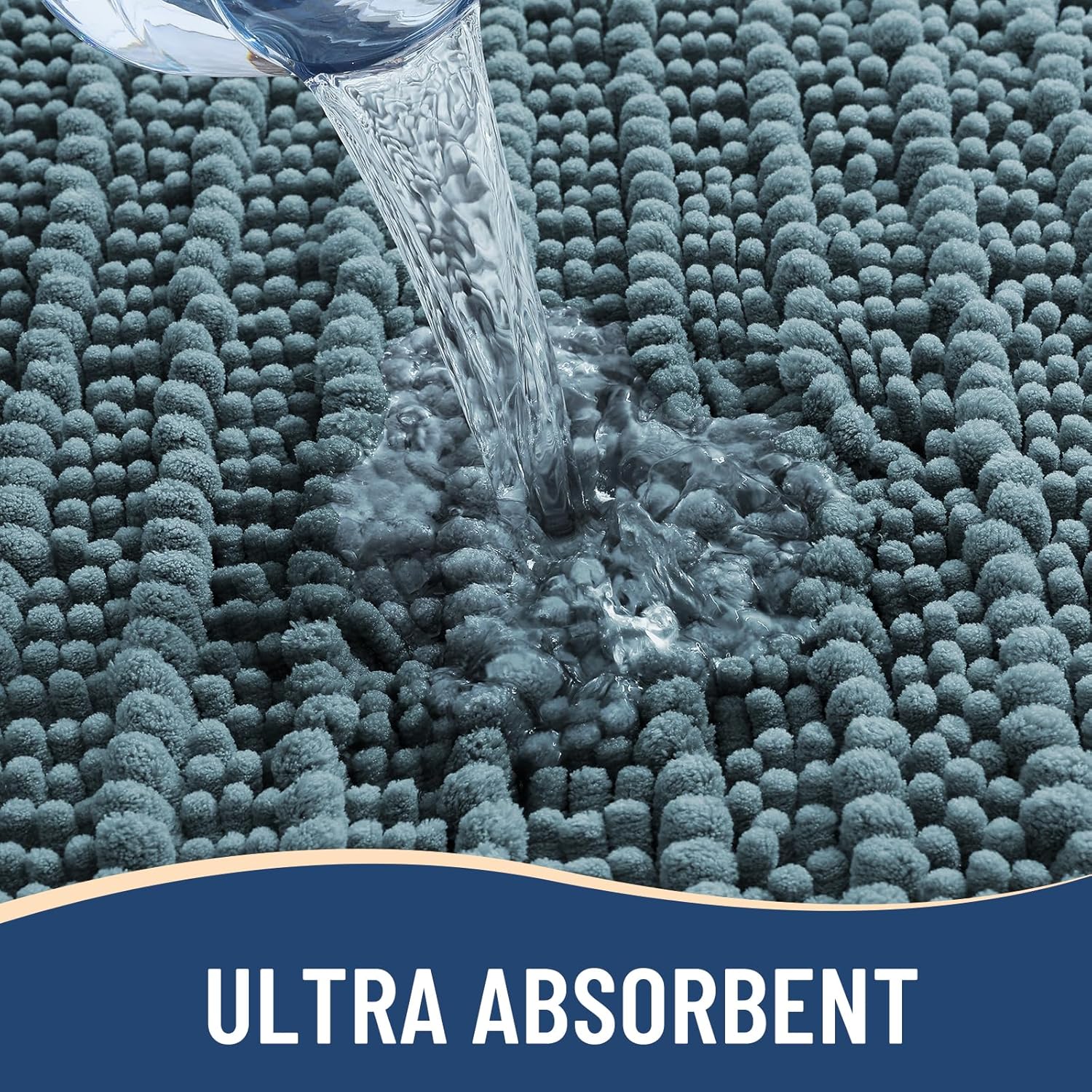 Arotive Luxury Chenille Bathroom Rug Mat, Extra Soft Thick Absorbent Shaggy Bath Rugs, Non-Slip Machine Wash Dry, Plush Bath Mats for Bathroom, Shower and Tub, 36x24, Smoky Gray