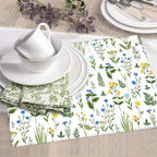 Blue Yellow Wildflower Dish Drying Mats for Kitchen Counter, Vintage Botanic Fern Leaves Floral Kitchen Drainer Pad, Absorbent Microfiber Reusable Washable Dish Draining Mats, Home Decor, 16 x 18 inch