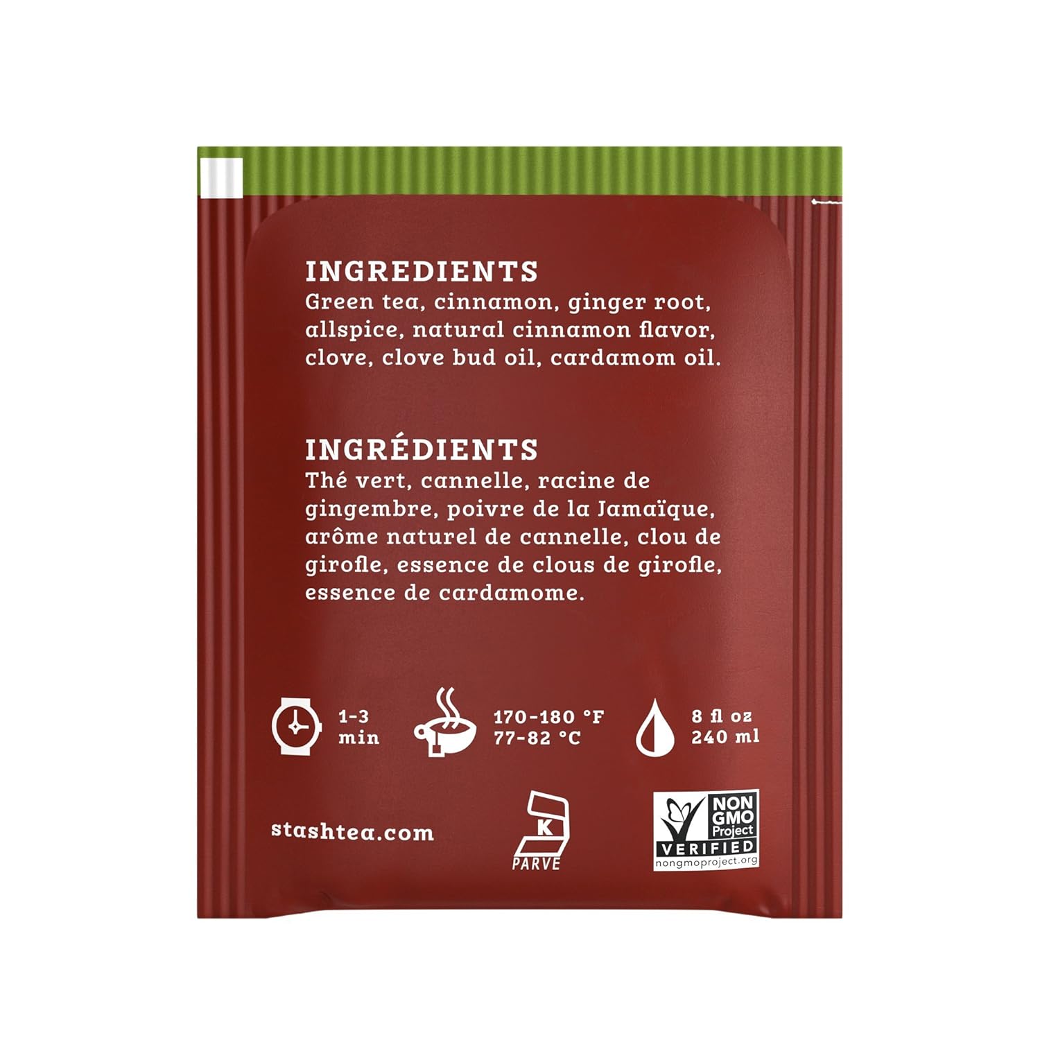 Stash Tea Chai Green Tea - Caffeinated, Non-GMO Project Verified Premium Tea with No Artificial Ingredients, 20 Count (Pack of 6) - 120 Bags Total