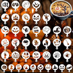 40 Pieces Halloween Cake Cookie Stencils 3.5in Reusable Pumpkin Templates Mold Tools for Cookies DIY Holiday Baking Painting Dessert Craft Coffee Decoration