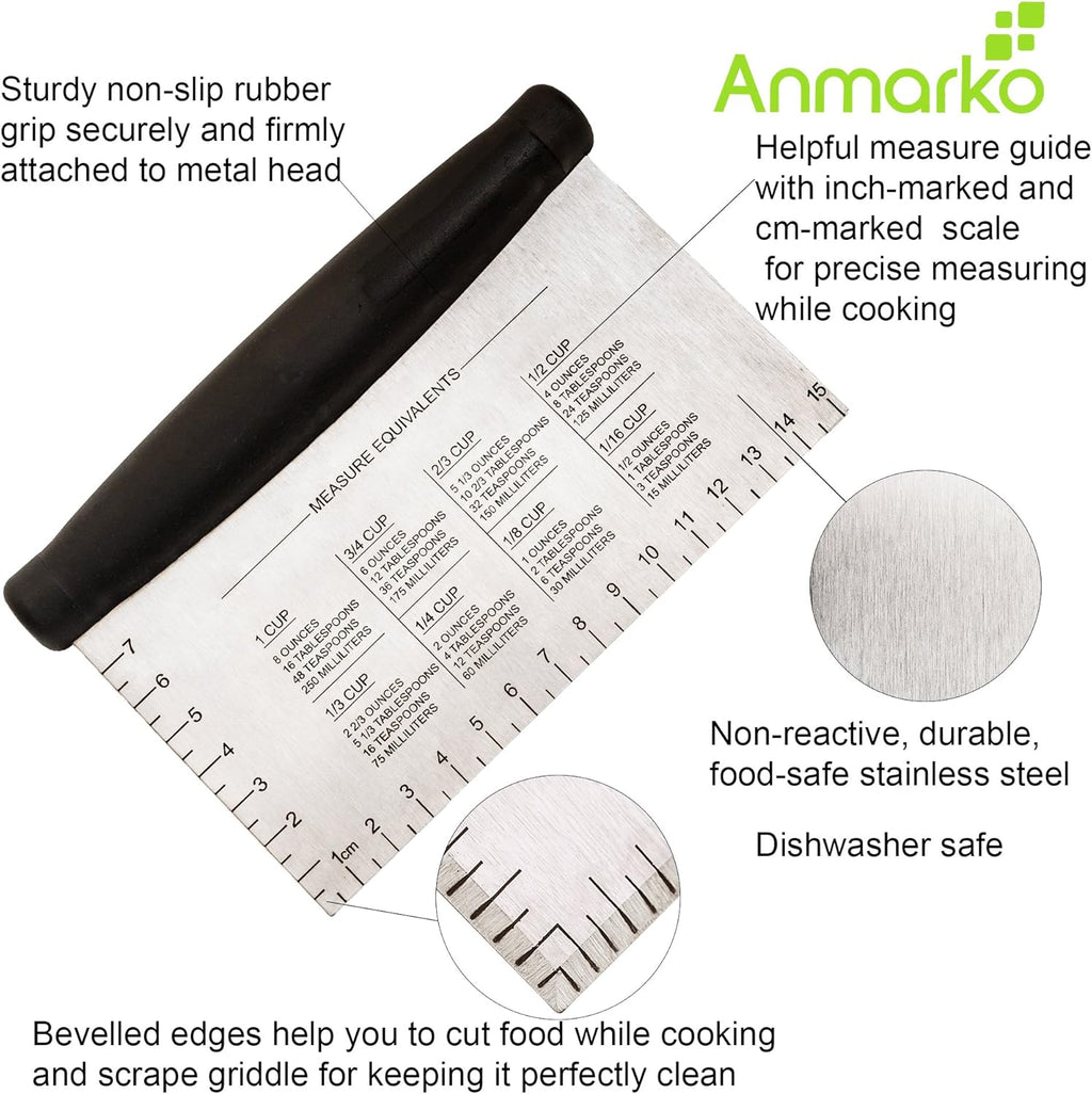 Stainless Steel Metal Griddle Scraper Chopper - Great as Dough Cutter for Bread and Pizza Dough - Multipurpose Kitchen Utensil for Flat Top Griddle - Commercial Quality