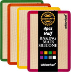 4 Pcs Half Sheet Silicone Baking Mat, Non-Stick, Food Safe Silicone Mats for Baking Cookies, Macarons, Vegetables, 480℉ Heat Resistant (Red&Yellow&Green&Orange)