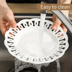 fMBB Round Appetizer Plate with Scalloped Edge Lace Rim, Set of 4, White 8 inch Ceramic Dessert Plates, Small for Cake Snack Side Dish, Microwave and Dishwasher Safe