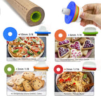 Adjustable Rolling Pin 4 Set and Silicone Baking Pastry Mat Setpastry,Siliconebrush and spatul,AdjustableThickness Rings,Wooden Dough Roller Rolling Pins for Baking Dough, Pizza, Pie