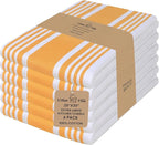 Urban Villa Kitchen Towels 100% Cotton Pack of 6, Highly Absorbent Quick Drying Super Soft Premium Dish Towels for Kitchen with Hanging Loop Hand & Tea Towels - 20x30 Inch, (Yellow & White, Striped)