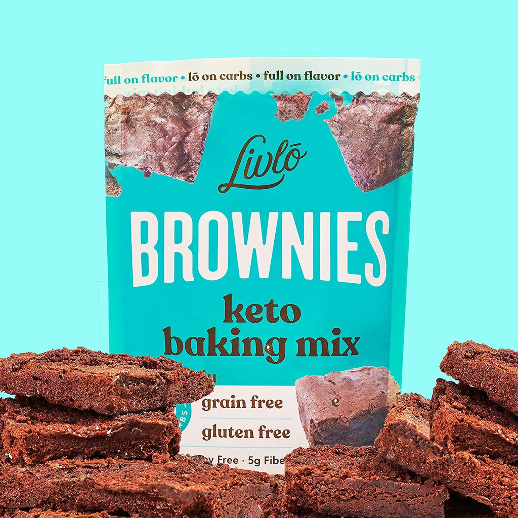 Livlo Keto Brownie Baking Mix - Just 1g Net Carb - Sugar & Gluten Free Keto Desserts, Sweets & Treats - Low Carb, Nut Free, Diabetic Friendly Snack - Fast, Delicious and Easy to Make - 12 servings