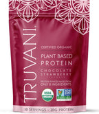 Truvani Vegan Pea Protein Powder | Chocolate Strawberry | 20g Organic Plant Based Protein | 10 Servings | Keto | Gluten & Dairy Free | Low Carb | No Added Sugar