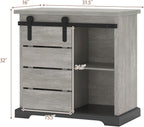 NSdirect Sideboard Coffee Bar Cabinet,Modern Farmhouse Buffet Station Sliding Barn Door Storage Credenza Console with Slat and Shelf Entryway Storage Cabinet Kitchen Dining Living Room, White