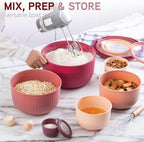 COOK WITH COLOR Prep Bowls with Lids- Wide and Deep Nesting Plastic Small Mixing Bowl Set with Lids, 12 Piece Set - Deep Bowls, Rose