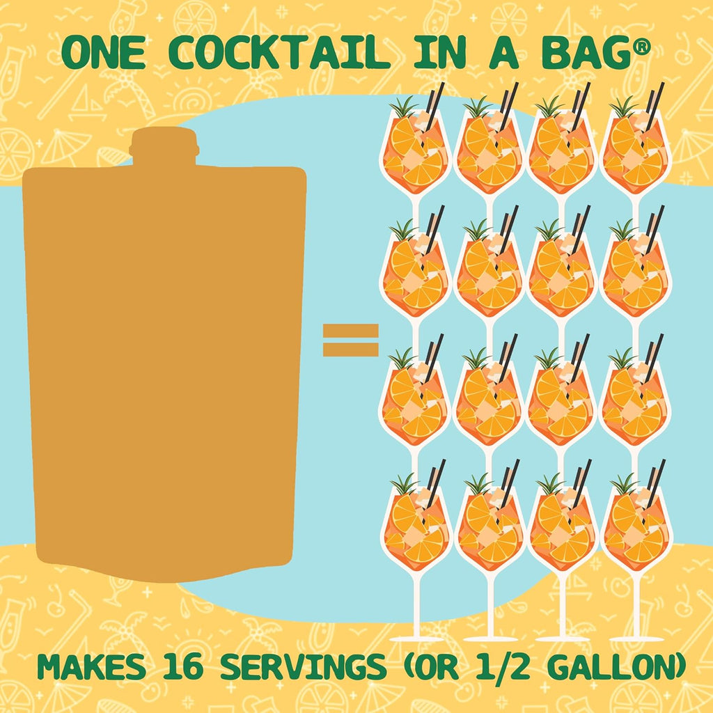 Lt. Blender's Peach Bellini in a Bag - Wine Slushie Mixes - Each Bag Makes 1/2 Gallon of Frozen Peach Bellini Mix – Non-GMO Wine Freezer mix - Make with Wine, Liquor or as a Mocktail - (Pack of 5)