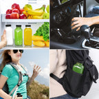 STARSIDE 16 oz Glass Juice Bottles with Lids 3 Pack - Square Reusable Drinking Jars for Juicing, Milk, Kombucha - Includes 1 Bottle Brush, 6 Colored Labels