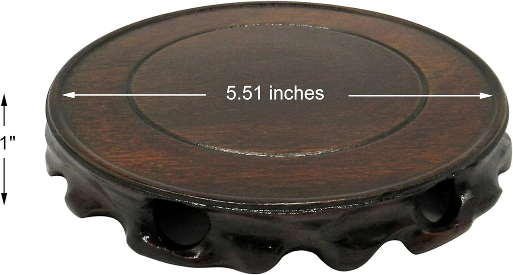 CVHOMEDECO. Rustic Vintage Rosewood Circular Display Stand Vase Pot Base Fishbowl Pedestal Stand.