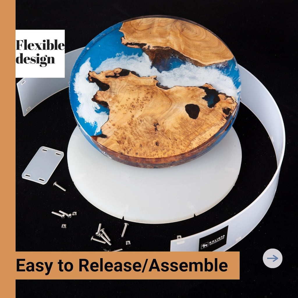 Resin Mold Large Round Deep -Kalinta 16inch Reusable Epoxy Round Molds for Resin Clock, Serving Tray Board, End Table，Floral Preservation Bouquet