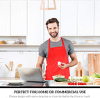 GREEN LIFESTYLE 120 Pack Professional Chef Apron – Grilling Aprons for Men, Waterproof Cooking Apron for BBQ, Work or Restaurant Use, Kitchen Aprons for Women – Red, No Pockets