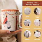 Maison d' Hermine Coffee Mug with Handles Fine Bone China Mugs Pack of One Tea Cups for Hot Beverages Cappuccino Latte Home Restaurant Office Perfect for Gift (Ibiza - Beige - Feather, 12 Ounce)