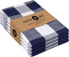 Native Fab 4-Pack Kitchen Towel with Hanging Loop 16x26 inches, Cotton Buffalo Check Kitchen Towels for Cleaning Drying, Washcloths Soft & Absorbent Cloth Rags, Bar Towel, Dish Cloth, Navy