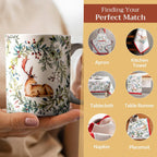 Maison d' Hermine Coffee Mug with Handles Fine Bone China Mugs Pack of One Tea Cups for Hot Beverages Cappuccino Latte Home Restaurant Office Perfect for Gift (Holly Time - Cerf, 12 Ounce)