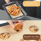 HOTEC Silicone Baking Mats 3 Pack – Non-Stick Reusable Silicone Baking Sheets for Oven – Cookie & Macaron Mats – 2 Half Sheet + 1 Quarter Sheet – BPA-Free, Dishwasher Safe