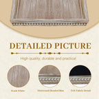 MAONAME Wood Serving Tray, Farmhouse Wooden Tray for Coffee Table, Rustic Rectangle Trays with Beads, Washed White Decorative Trays for Living Room, Kitchen, 15.7" X 11.8" X 1.57"