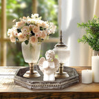 Wooden Decorative Tray, Small Serving Tray with Wood Bead, Farmhouse Big Tray for Ottoman, Countertop, Coffee Tabl, 13" x 13"x 1.6" (Retro Brown)