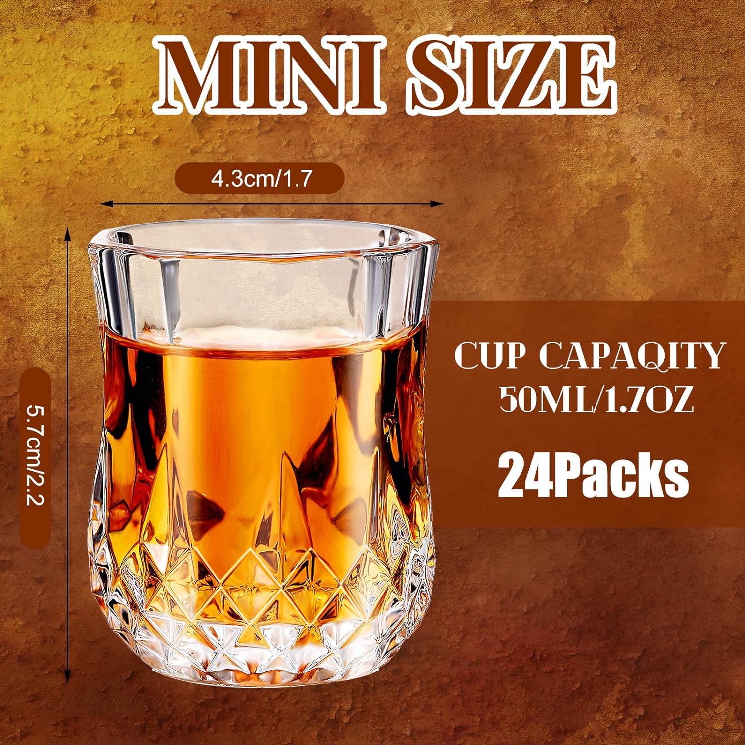 Meanplan 1.7oz Mini Shot Glasses Set Tasting Glasses Heavy Base Clear Shot cup Cute Cordial Mini Wine cups for Serving Whiskey, Wine, Juice(24 Pieces)