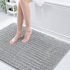 Arotive Luxury Chenille Bathroom Rug Mat, Extra Soft Thick Absorbent Shaggy Bath Rugs, Non-Slip Machine Wash Dry, Plush Bath Mats for Bathroom, Shower and Tub, 47x32, Light Grey