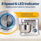 VIVOHOME 4.75 Quart Stand Mixer, 8 Speed Kitchen Electric Food Mixer, Household Stand Mixer for Baking, Cake, Bread with Beater, Dough Hook, Wire Whip and Egg Separator, Silver