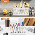 Kitchen Utensil Holder with 3Compartments Metal Mesh Silverware Caddy Organizer with Sturdy iron Base for Kitchen Countertop，Black Cooking Utensil Crock