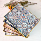 Boho Coffee Table Tray, Decorative Serving Tray with Handles, Large Tray for Ottoman,Coffee Table，Living Room Modern, Blue，