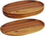 Woodard & Charles Acaica Wood Large Oval Serving Tray, Set of 4, 10" W x 15" L