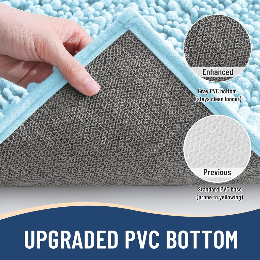 Arotive Luxury Chenille Bathroom Rug Mat, Extra Soft Thick Absorbent Shaggy Bath Rugs, Non-Slip Machine Wash Dry, Plush Bath Mats for Bathroom, Shower and Tub, 24x16, Blue