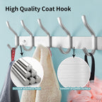 Wall Hooks Heavy Duty, 17 Inch Coat Rack Wall Mount with 6 Hooks,Silver Wall Hooks Hangers for Entryway, Bathroom - for Hanging Backpack, Bag, Coat, Purse, Hat, Towel, Clothes,2 Packs
