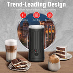 Electric Milk Frother, 4-in-1 Milk Steamer and Frother, 8.1oz/240ml Automatic Warm and Cold Foam Maker, Auto Shut-Off Frother for Coffee, Latte, Cappuccino, Macchiato(Black)