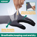 Kebada W2 Safety Work Gloves, Micro-Foam Nitrile Coated Gloves, Touchscreen,Ideal for Package Handling, Gardening, Construction, 1 Pair X-Small