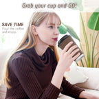 Qunclay Disposable Coffee Cups with Lids,16 oz (80 Pack) Togo Hot Paper Coffee Cup with Leak-Proof Lid To Go for Hot/Cold Beverages Insulated Reusable Drinks Corrugated Ripple Cups (Brown)